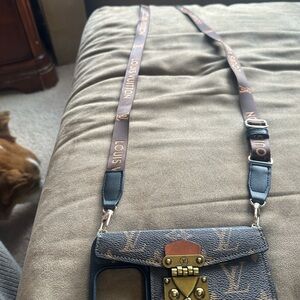 Fashion iPHONE case Brown and Gold Crossbody